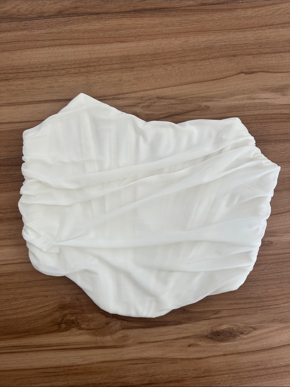 White Strapless Ruched Bustier Top